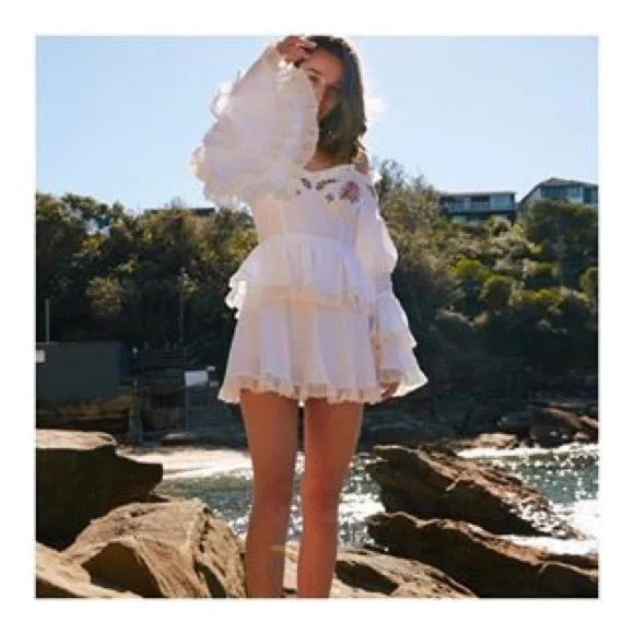 Alice McCall White Dress with Pink Floral Embroidery - Picture 5 of 6